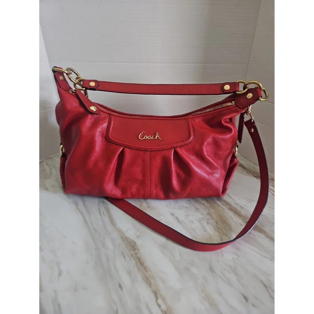 COACH K1261-F19761 Ashely Hobo Satchel With Long Strap Red